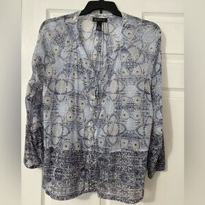Women’s blouse, blue print, size 2X